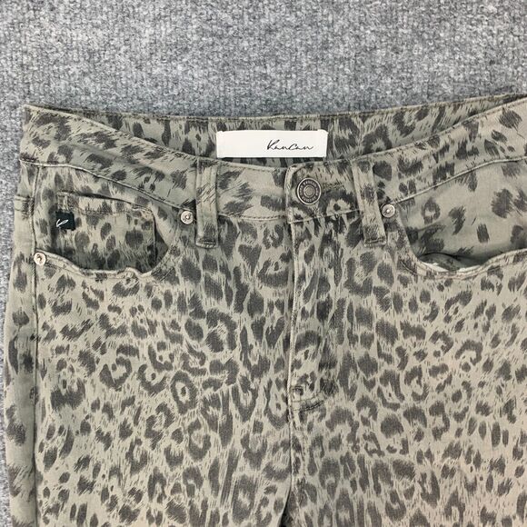 KanCan Animal Print Pants Womens 25 Gray Raw Slant Hem Mid Rise Stretch Pockets - Picture 6 of 13